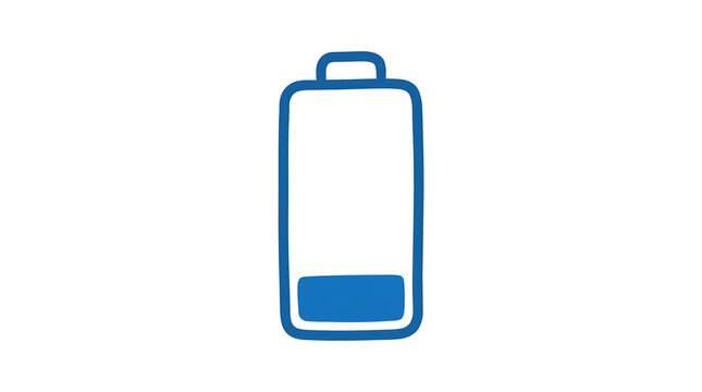 Hand-drawn blue low battery icon on white background