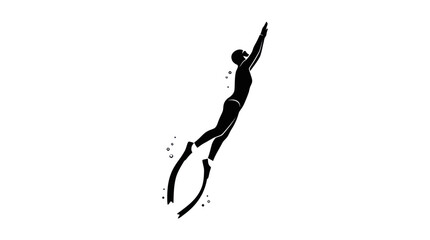 Freediver Silhouette Ascending Upwards with Flippers © pumpskin