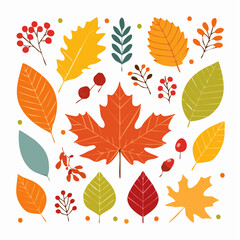 Obraz premium Autumn Leaves and Berries Illustration