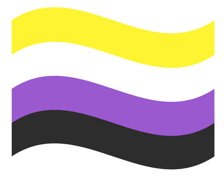 WAVING FLAG OF NON - BINARY PRIDE ISOLATED.