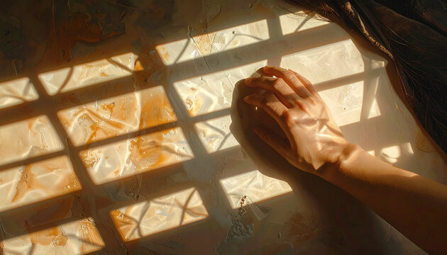 Mains au soleil sur fond transparent
