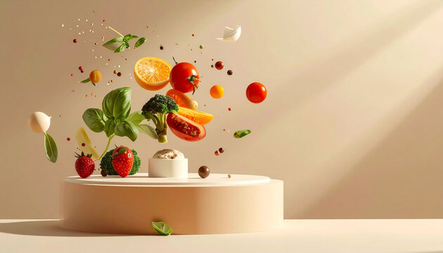 Composition alimentaire flottante sur un support