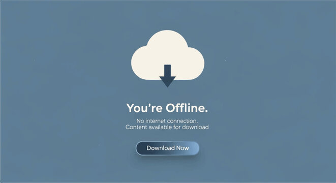 A computer screen displays an offline message with a cloud icon.