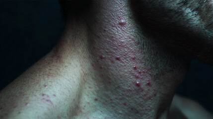 Fototapeta premium A close-up of a neck with red pimples on it