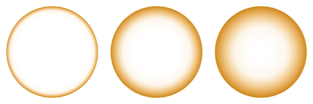 Three Abstract Gradient Circles with Soft Orange Edges for Modern Graphic Design Backgrounds and Web UI Elements