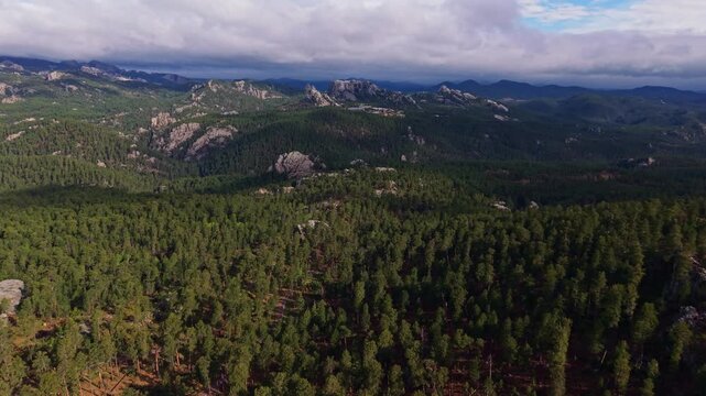 Mount Rushmore Aerial View Stormy Sky Black Hills
