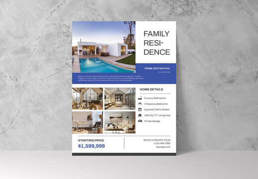 Modern Blue Real Estate Property Flyer Layout