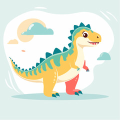 Naklejka premium Cute Cartoon Dinosaur Illustration