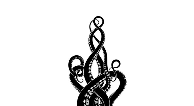 Black octopus tentacles illustration against a white background for design