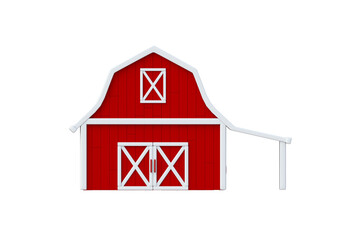 Farm barn isolated on white background. Traditional ranch building. Red agricultural storage. Front view. 3d render © OlekStock