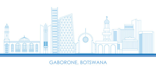 Fototapeta premium Outline Skyline panorama of city of Gaborone, Botswana - vector illustration