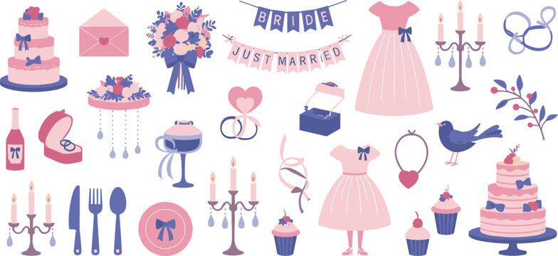 Assorted Wedding Elements in Pastel Colors
