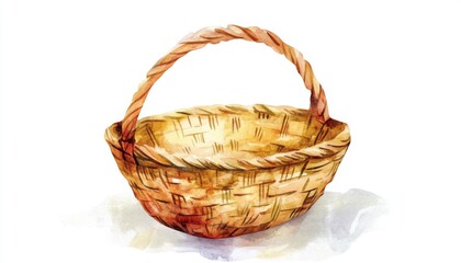 Obraz premium Woven basket with handle showcasing organic texture and handcrafted design for home decor or rustic settings