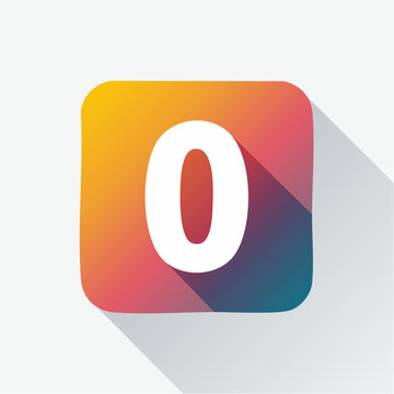Number Zero Icon with Gradient Background and Shadow