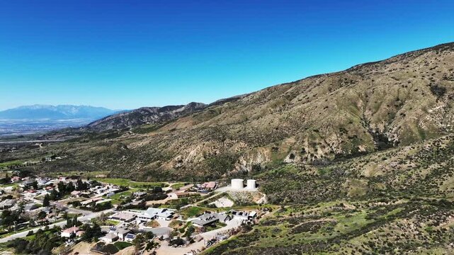 The Yucaipa Ridge Fault zone on the san andreas fault near the Yucaipa North Bench and Lower Oak Glen from a UAV Aerial Drone to view geographic Seismic Feature