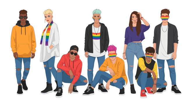Diverse Group of People Celebrating Pride, LGBTQ+ Community, Inclusion, Diversity