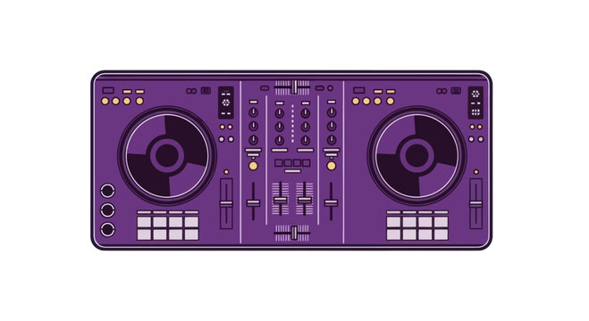 Purple DJ Controller with Turntables and Mixer - Music Equipment