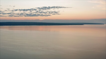 Obraz premium Epic Aerial Flight Over Mist Forrest Sunset Beautiful Fall Season Spirituality Inspiration Vacation Concept. Beautiful sunrise.