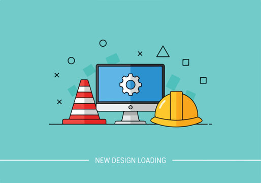 Computer Under Construction Icon. Website Development Concept.