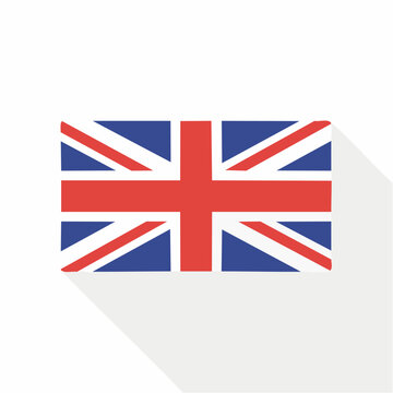 Union Jack Flag Flat Design with Shadow