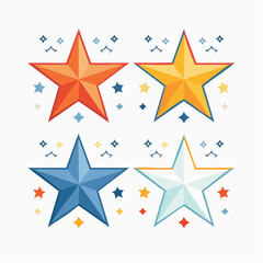 Obraz premium Four Colorful Stars with Sparkles