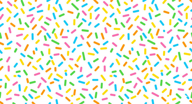 Colorful confetti pattern with scattered sprinkles on white background for festive and celebratory designs on transparent background