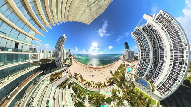 Warped buildings bending all around in a surreal reality