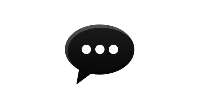 Minimal black chat bubble messaging icon representing online communication social media conversation and customer support isolated illustration on White background