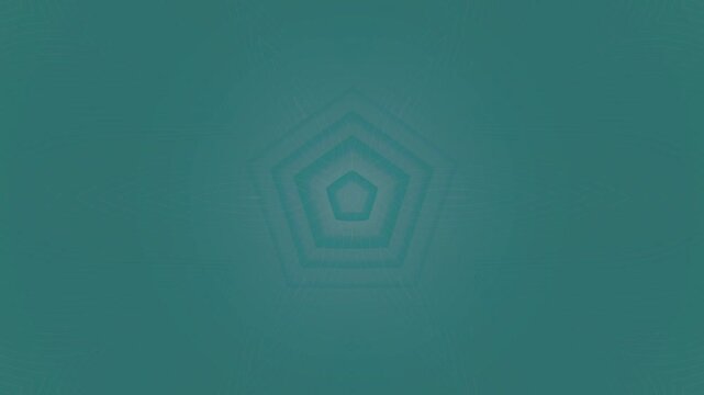 Geometric pentagon tunnel with fading lines in teal a digital animation features