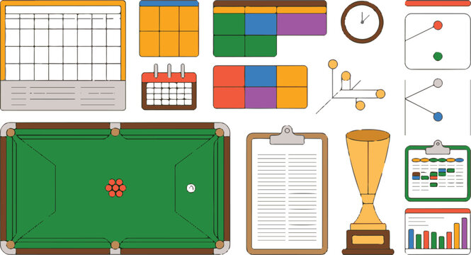Business management icons for sports statistics and performance tracking.