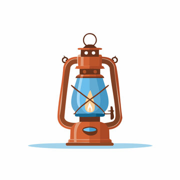 Vintage kerosene lantern with a lit flame