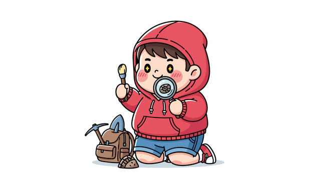 Cute Toddler Playing with Tools and Pacifier.