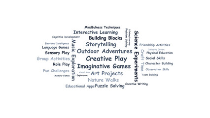 Obraz premium Playful Learning Word Cloud Kids Typography on Transparent Background