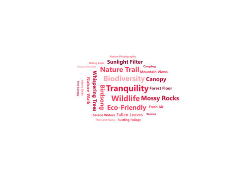 Forest Retreat Word Cloud Nature Typography on Transparent Background