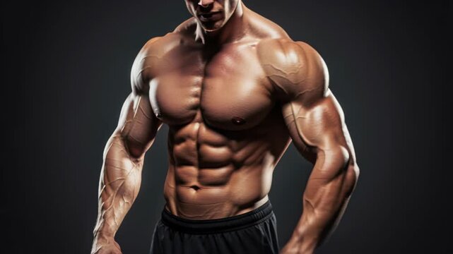 Anatomy of Strength: A powerful bodybuilder showcases his sculpted physique, highlighting defined muscles and exceptional strength, a testament to dedication and discipline.