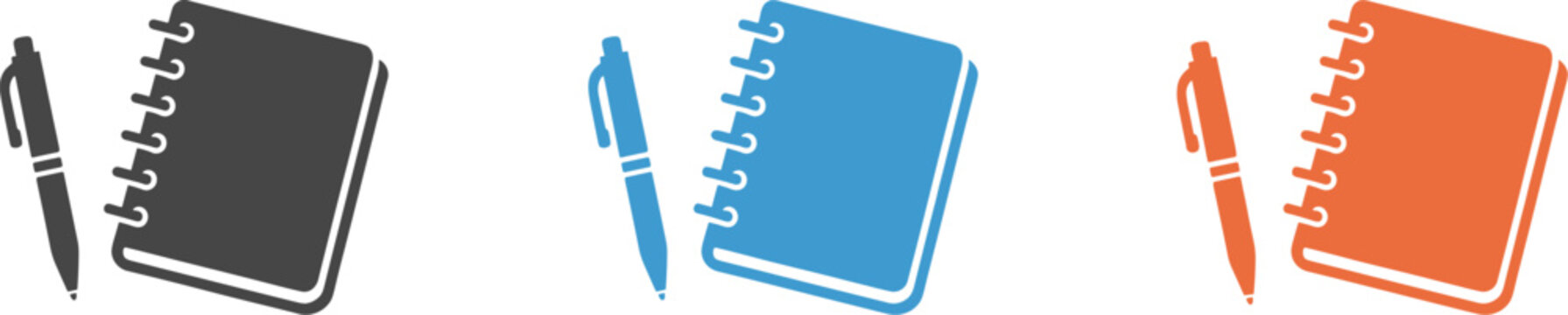 Notebook And Pen Icons vector illustration