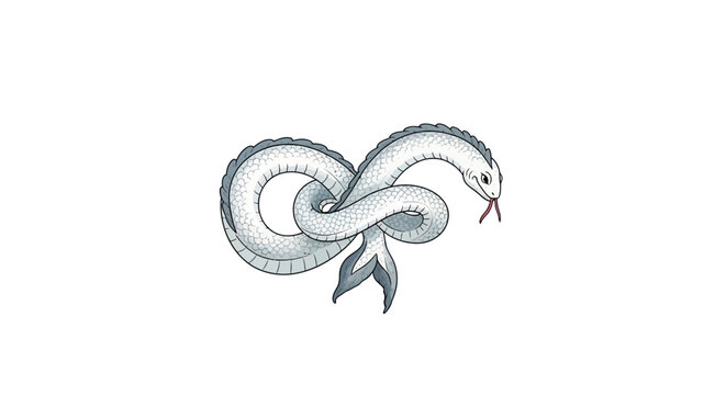 Mythical Sea Serpent in Infinity Loop, Ancient Creature Illustration
