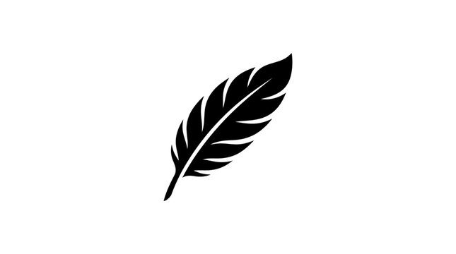 Elegant black feather quill illustration in monochrome style.