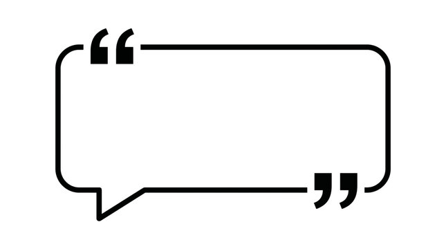 Black Quote Frame PNG Isolated on White Background for Speech Bubble and Text Message Design