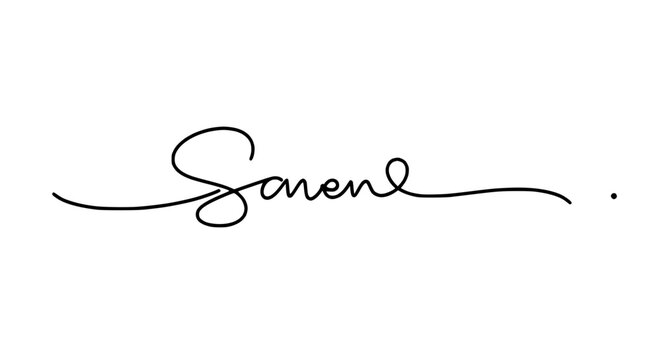 Elegant handwritten word 'Saarene' in script font, black ink on white background
