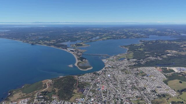 Vista a&eacute;rea ancud, chilo&eacute;, sur de chile
