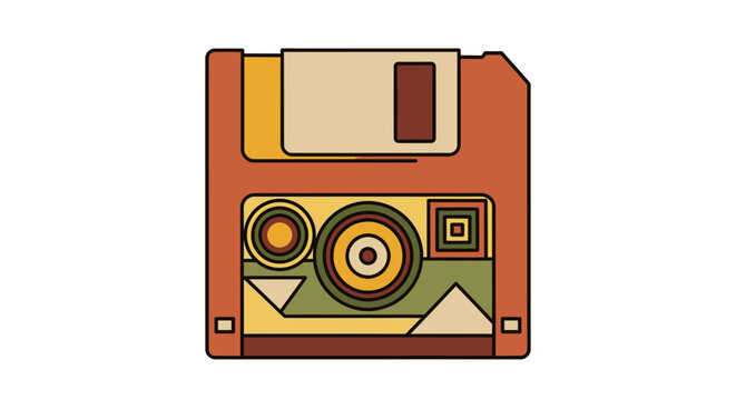 Floppy Disk Abstract Retro Geometric Design Illustration