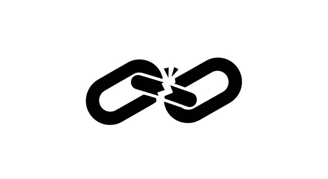 A broken chain link is depicted on a white background, signifying a disconnection or a failure in security.