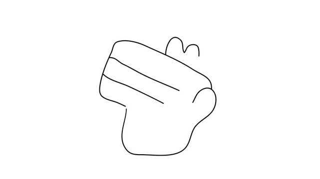 Hand holding a bank card, approved loan. Contour drawing, silhouett animation. Continuous line. Isolated on white. Video 4k object illustration self-drawing. Object construction. Minimalist continuous