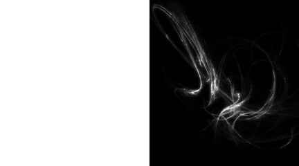 Abstract light trails on black background, ethereal white smoke wisps, cinematic long exposure light painting, glowing motion blur texture © MstSumaiya