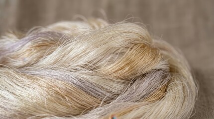 Fototapeta premium Close-up view of natural, undyed textile fibers with varying textures and colors