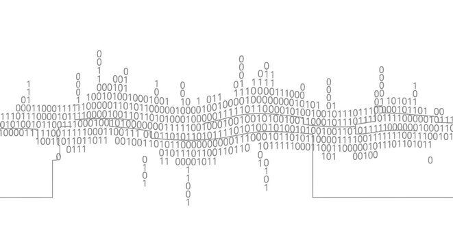 Abstract binary code data stream flowing, digital information, technology concept