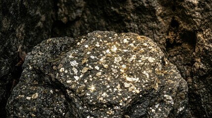 Obraz premium Close-up of Igneous Rock with Visible Crystals and Speckled Texture