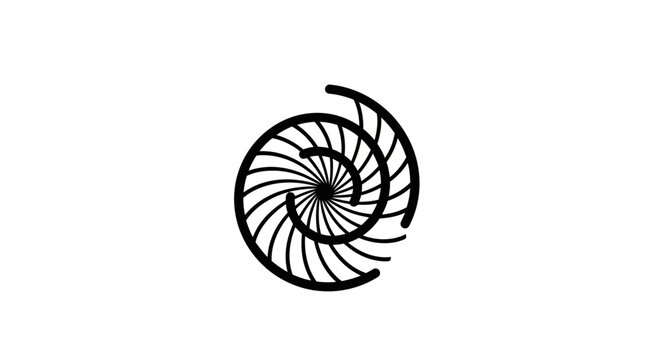 Black spiral nautilus shell logo on white background