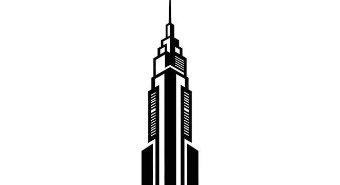 Black skyscraper icon silhouette isolated on white background